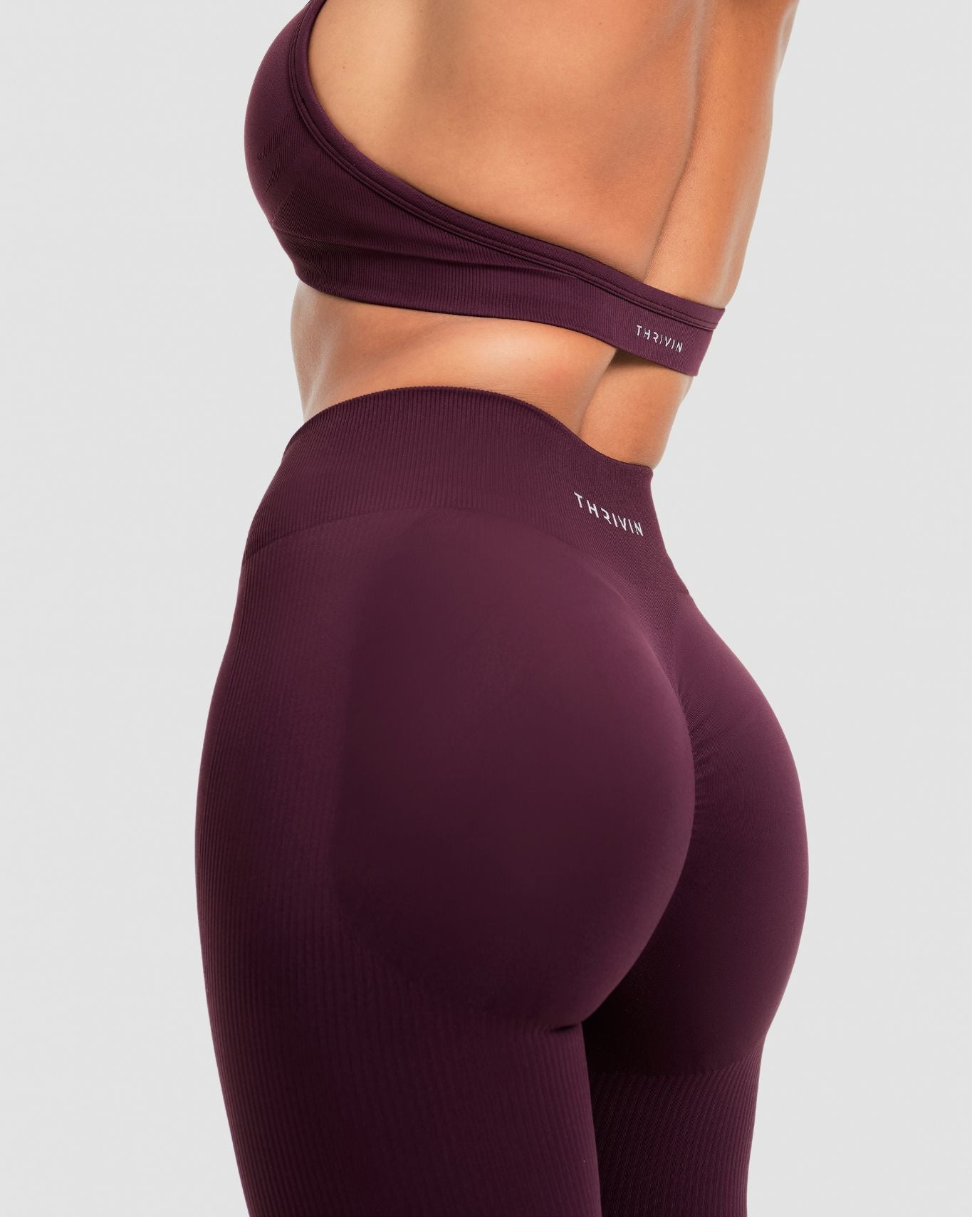 Sculpting Mid Waist Scrunch Bum Leggings - Winter Plum | Thrivin