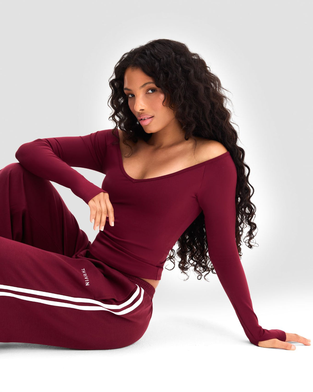 Wide Leg Striped Joggers | Fine Wine