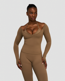 Elevate™ Sculpting Seamless V-Neck Top | Toffee