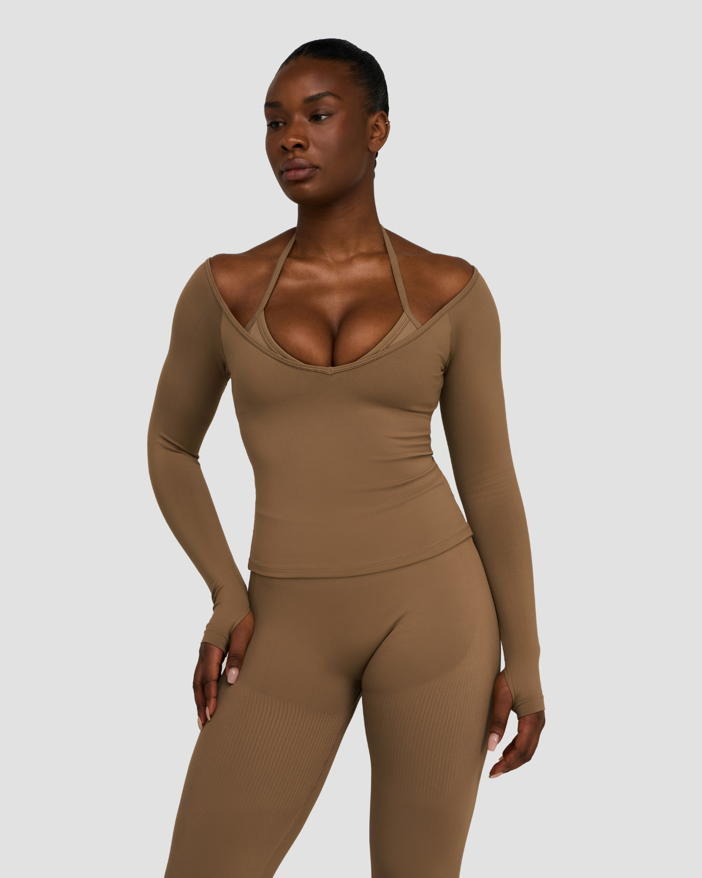 Elevate™ Sculpting Seamless V-Neck Top | Toffee