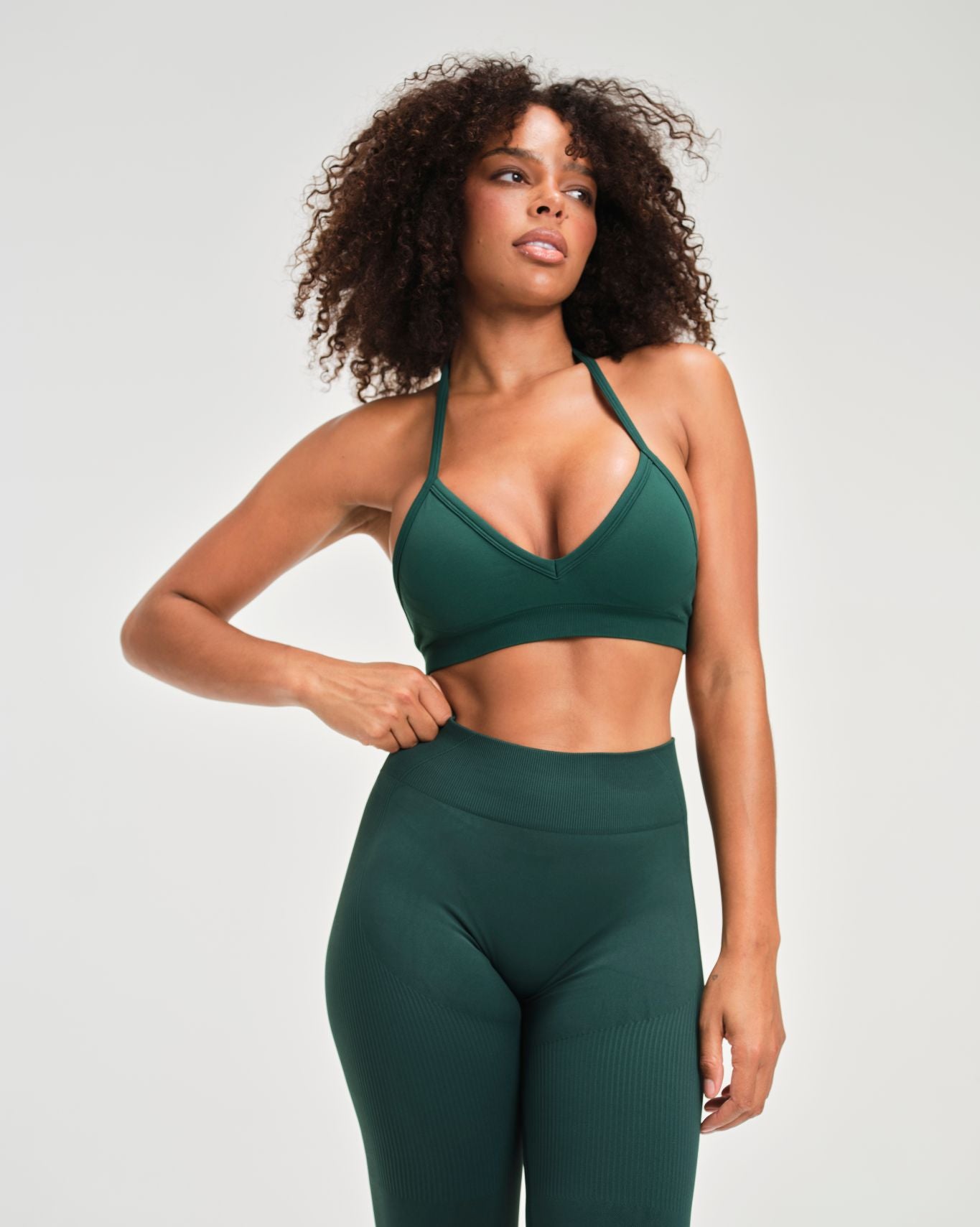 Sculpting Mid Waist Scrunch Bum Leggings - Pine Green | Thrivin