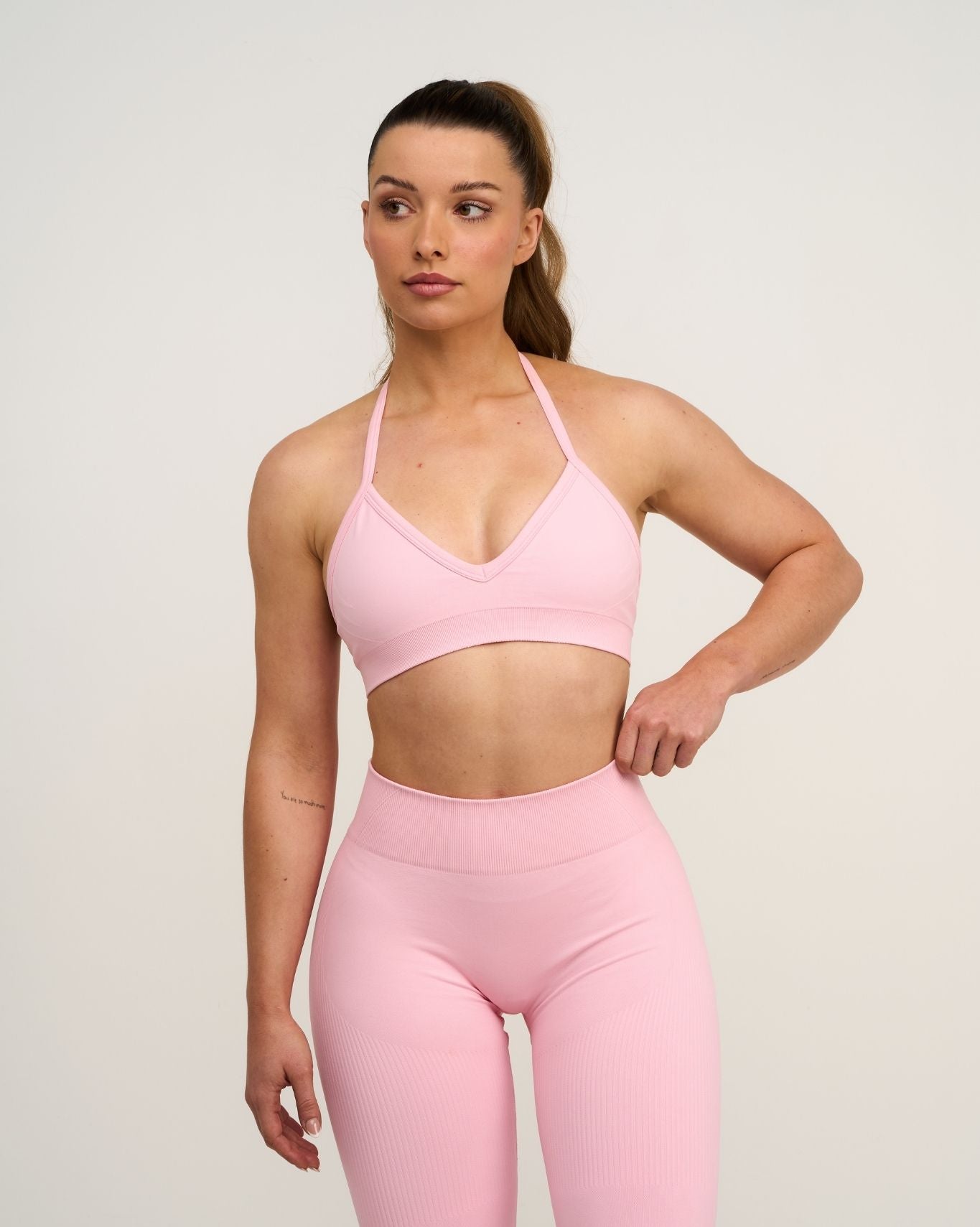 Elevate™ Sculpting Seamless Adjustable Halter Bra | Cotton Pink
