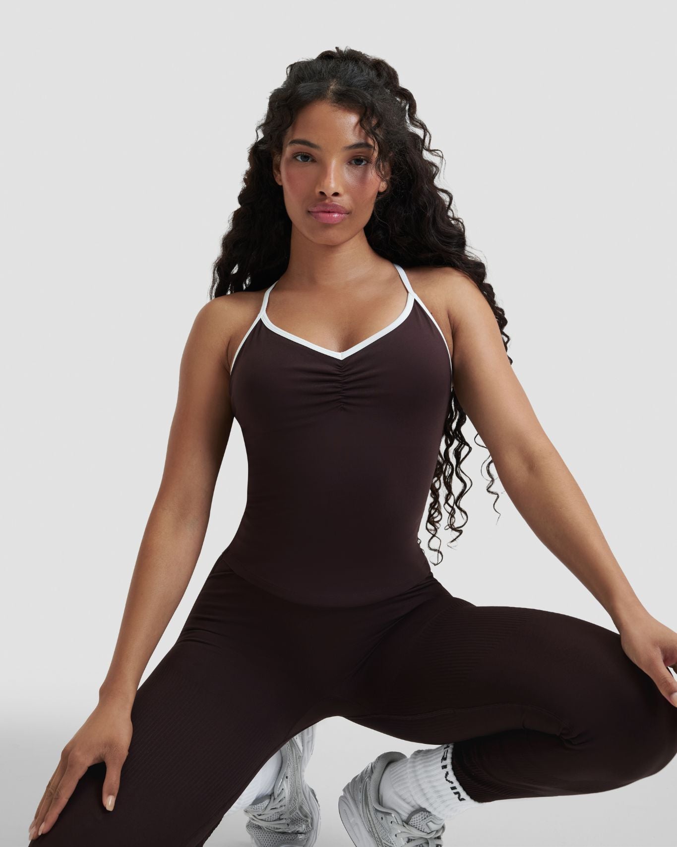 Elevate™ Outline Cross Back Tank Top | Coffee
