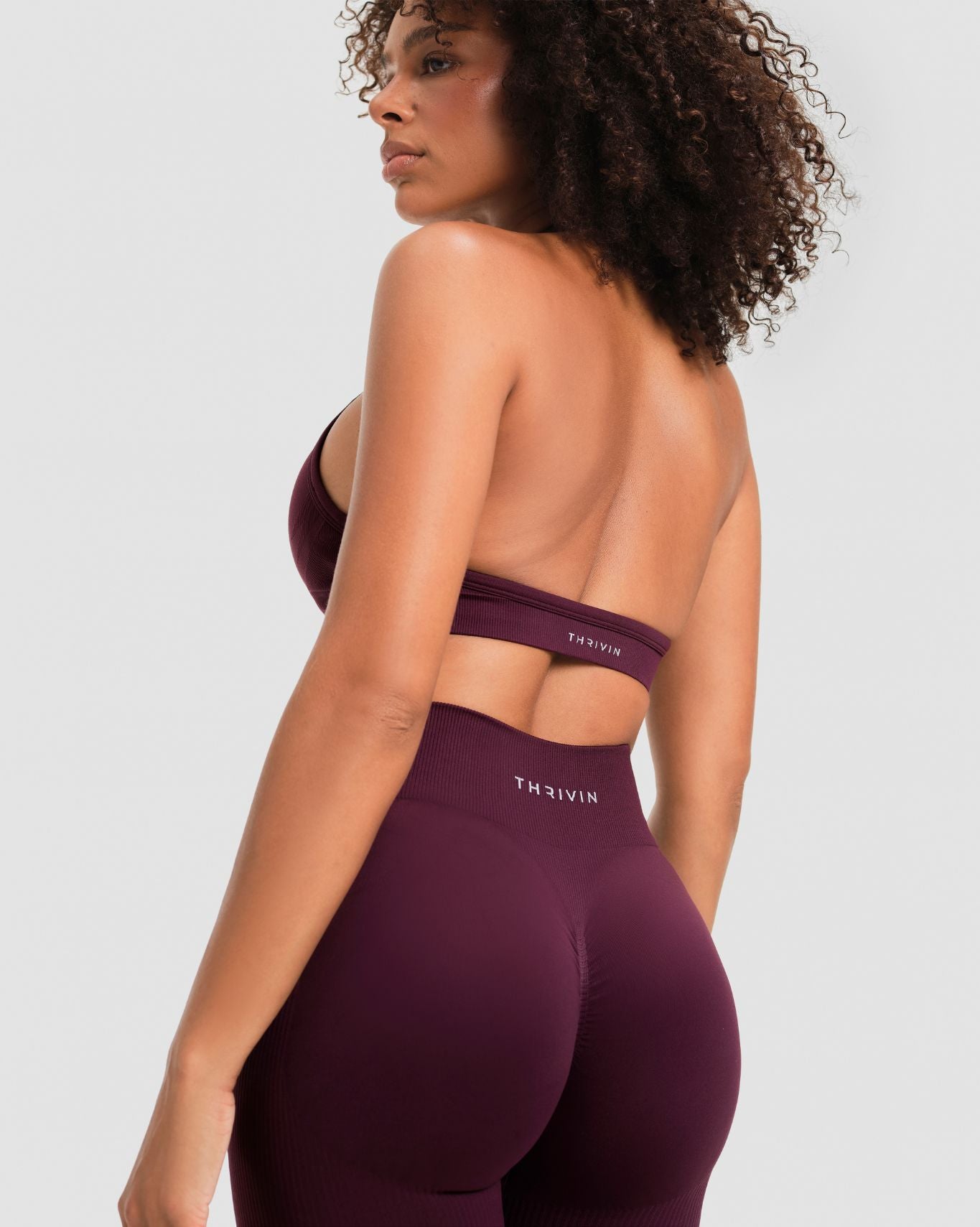 Sculpting Mid Waist Scrunch Bum Leggings - Winter Plum | Thrivin