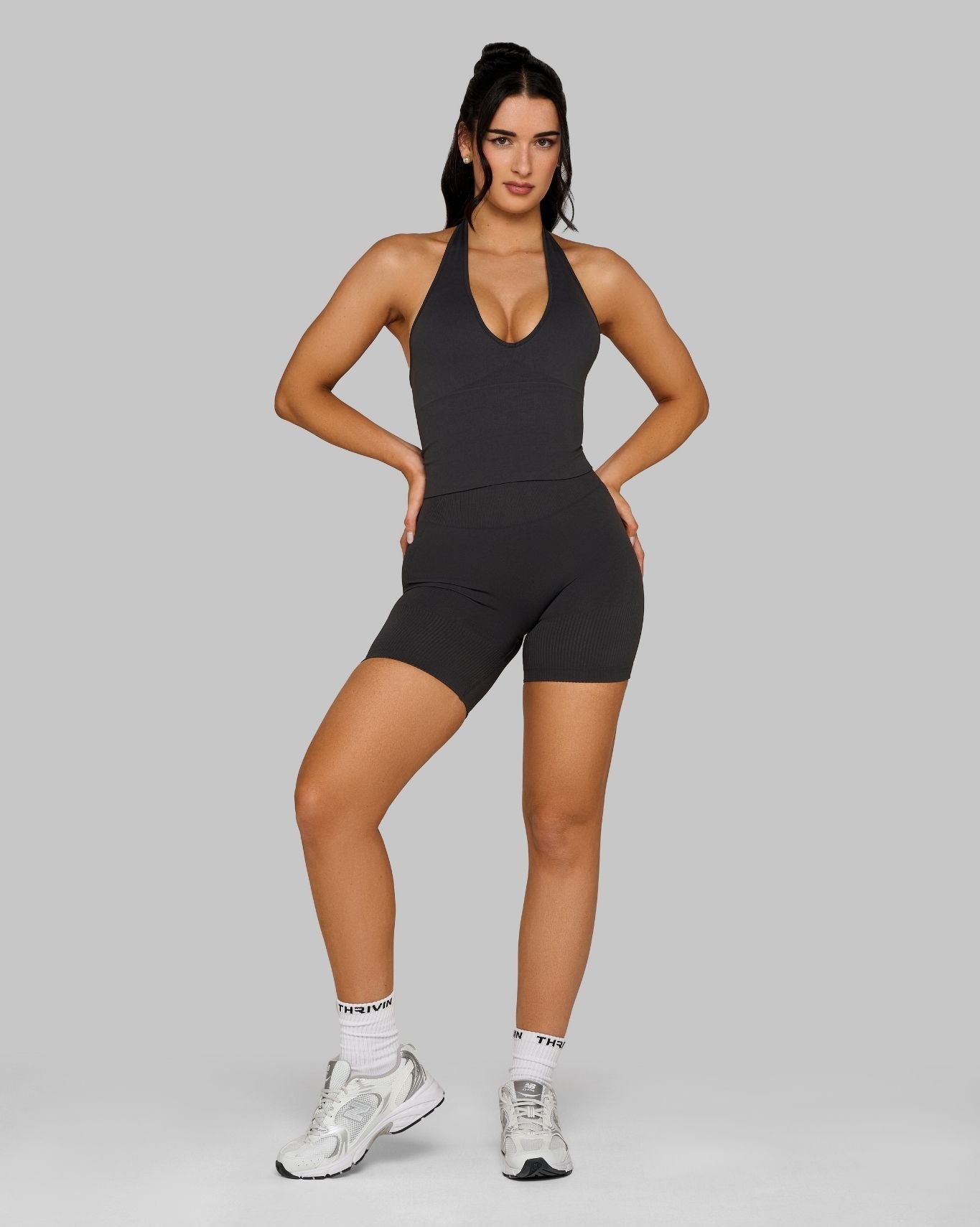 Elevate™ Sculpting Seamless Halterneck Top | Charcoal Grey