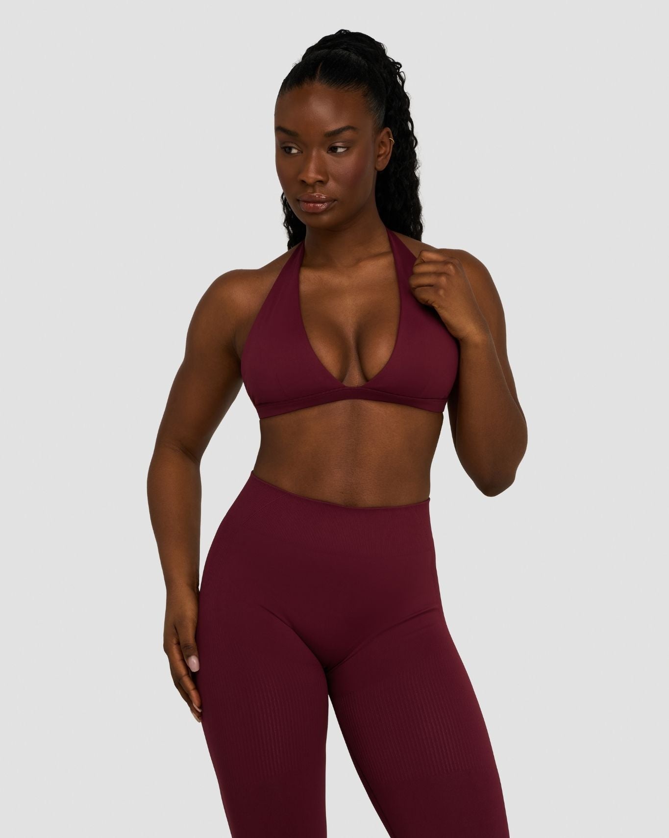 Elevate™ Sculpting Seamless V-Neck Halter Bra | Merlot