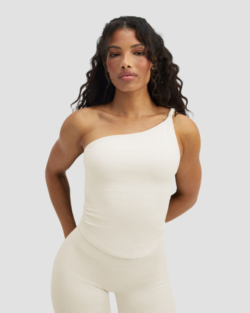 Elevate™ Sculpting Asymmetric Twist Top | Cream
