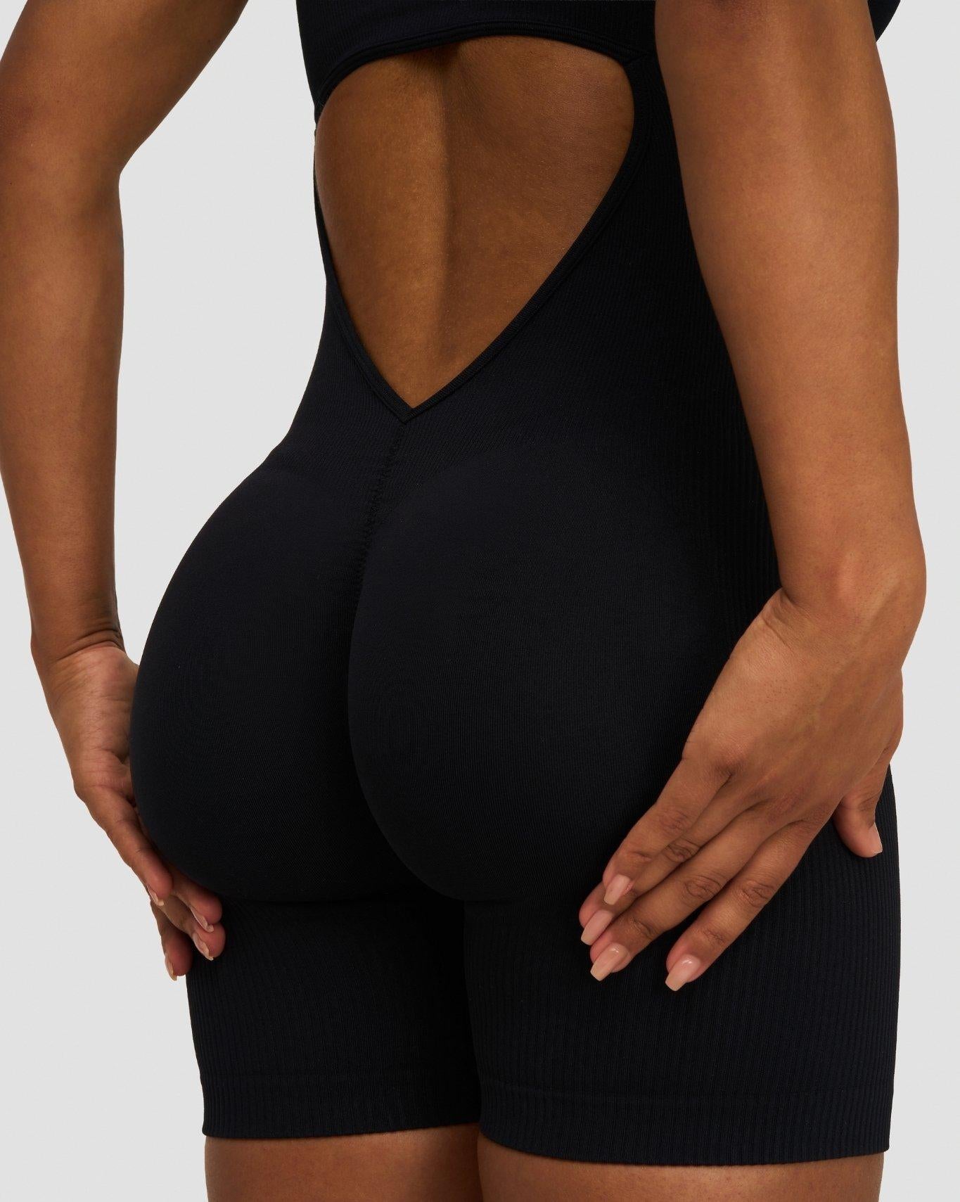 【A3】THRIVIN スカルプティング・ホルターネックオールインワン Black Gym Jumpsuit | Women's Halterneck All In One | Thrivin