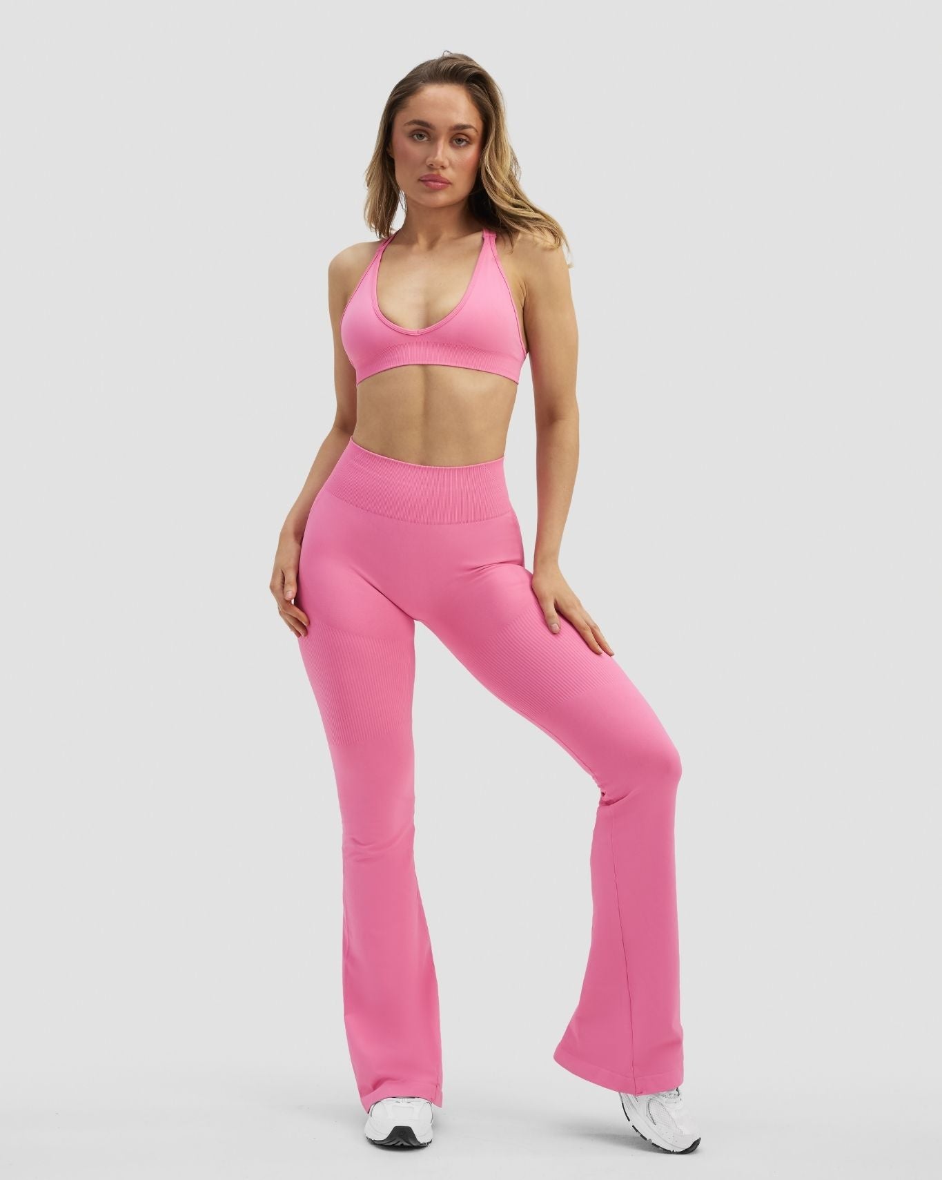 High Waist Booty Enhancing Flare Leggings - Bubble Pink | Thrivin