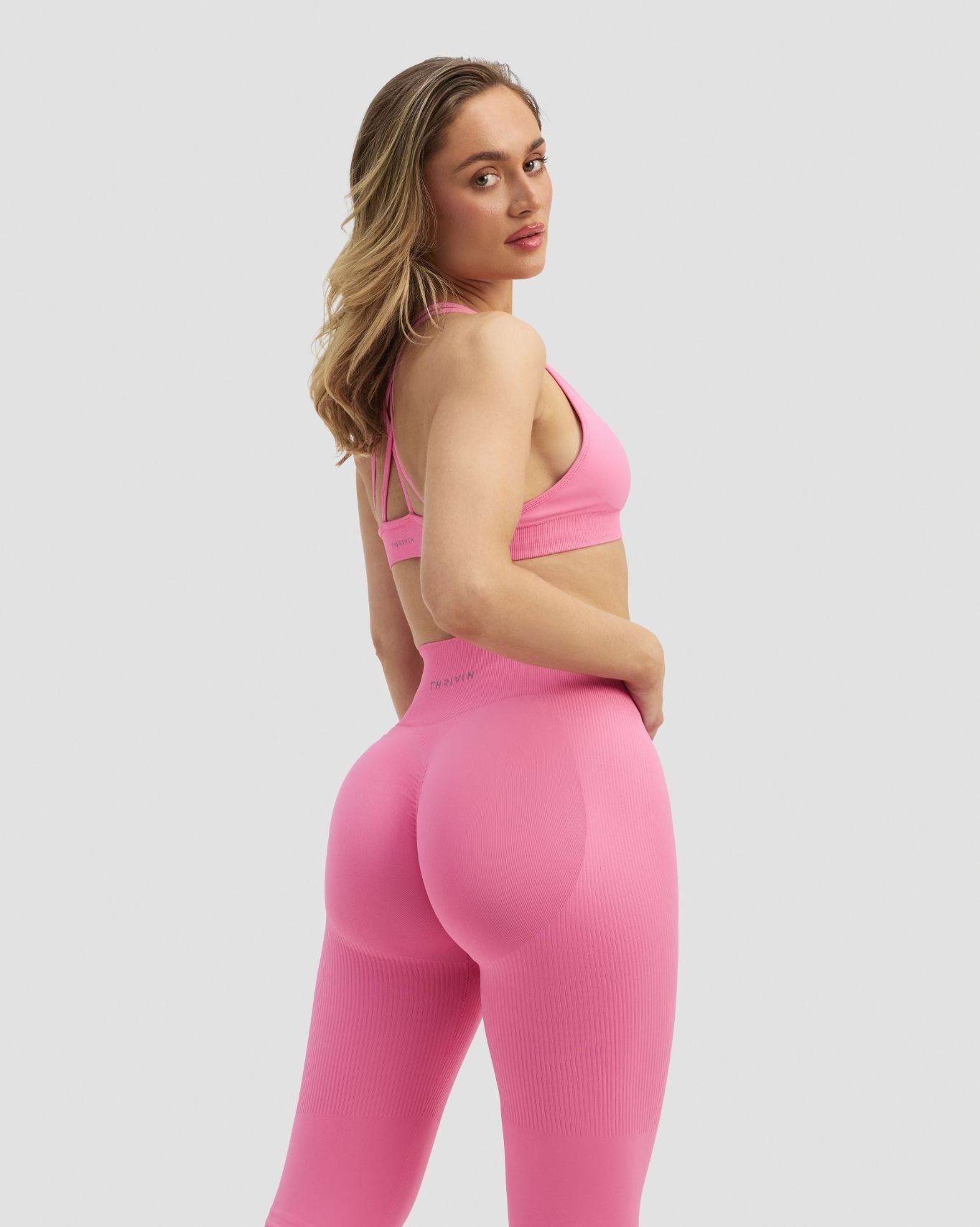 High Waist Booty Enhancing Flare Leggings - Bubble Pink | Thrivin