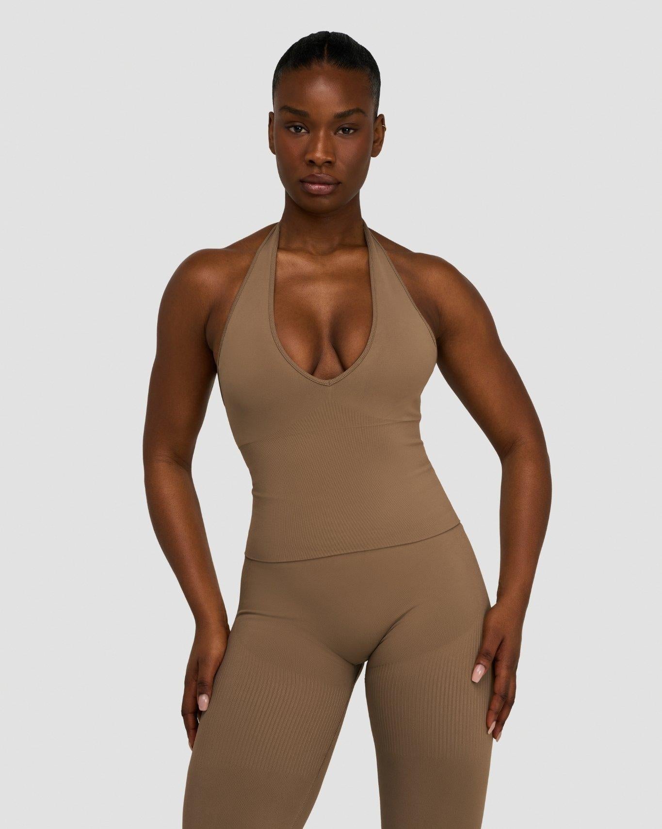 Elevate™ Sculpting Seamless Halterneck Top | Toffee