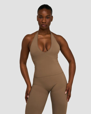 Elevate™ Sculpting Seamless Halterneck Top | Toffee