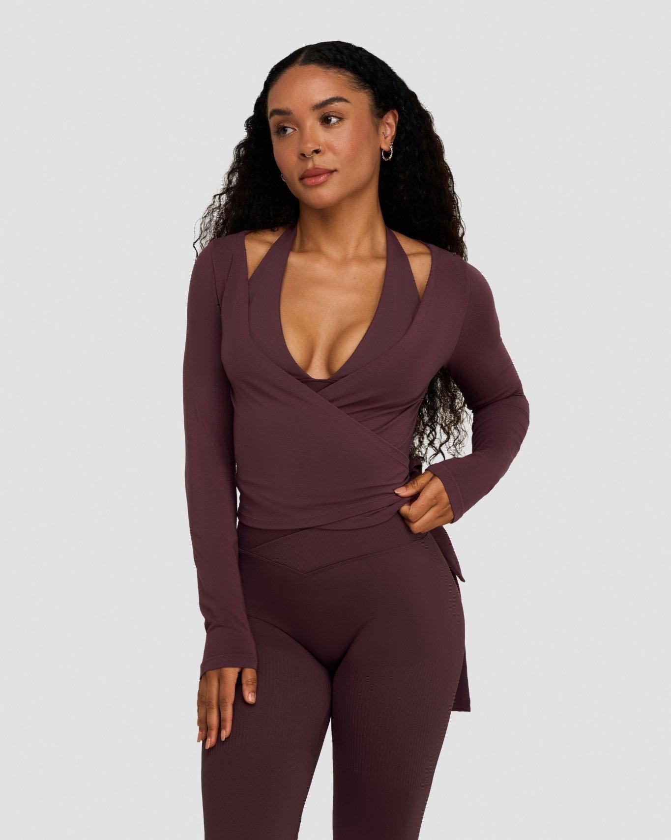 Soft Bamboo Wrap Top - Dark Mauve | Thrivin